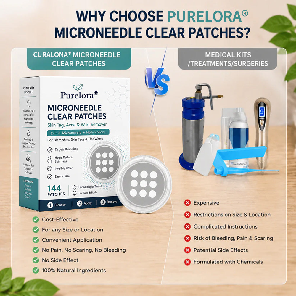 🥑Purelora®2-in-1 Microneedle & Hydrocolloid Patch| Removes Raised Moles, Acne, Flat Warts & Skin Tags | Helps Improve Wrinkles, Scars & Blemishes | Invisible Patches for Face & Body（副本）