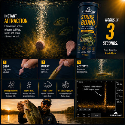 🔥 𝐎𝐟𝐟𝐢𝐜𝐢𝐚𝐥 𝐁𝐫𝐚𝐧𝐝 𝐒𝐭𝐨𝐫𝐞 |✅Curalona® Strike Bombs — New Freshwater & Saltwater Fizzing Bait Booster with Scent & Color-Cloud Action