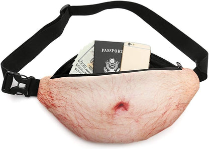 Funny Gag Gifts🤣3D Men Beer Fake Belly Dad Bag Waist Packs🍺Waterproof Fanny Pack Unisex for Father's Day,Christmas,Stocking Stuffers for Men Boyfriend Husband Him Friend Dad
