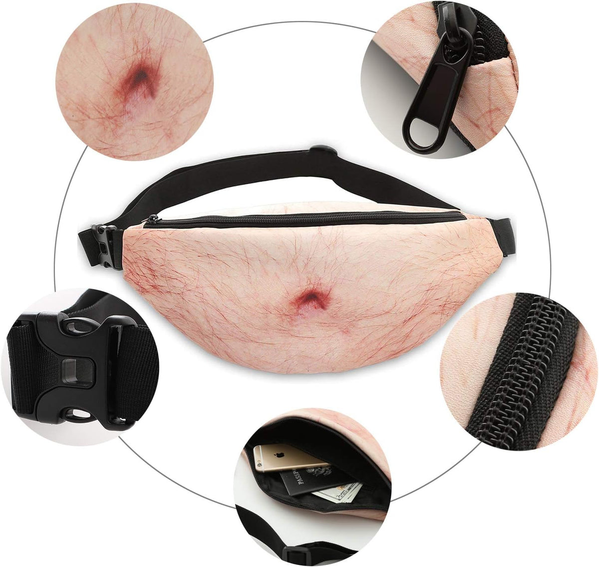 Funny Gag Gifts🤣3D Men Beer Fake Belly Dad Bag Waist Packs🍺Waterproof Fanny Pack Unisex for Father's Day,Christmas,Stocking Stuffers for Men Boyfriend Husband Him Friend Dad