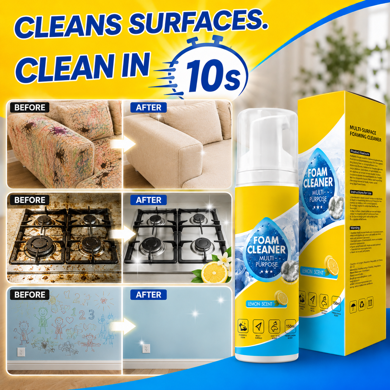 🔥Last Day 60% OFF🔥 Foam No-Rinse Cleaner — Spray, Wipe & Done